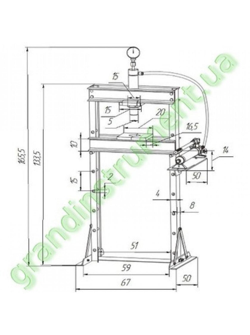 Пресс гидравлический напольный 20т чертеж