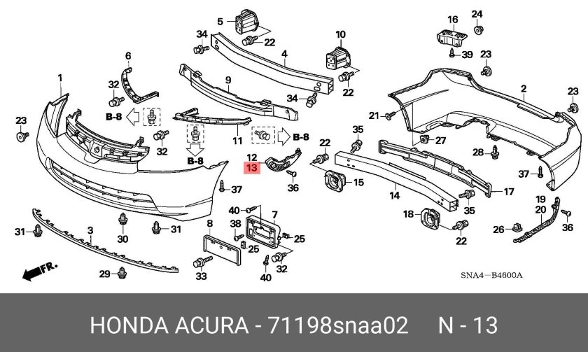 Кронштейн бампера Хонда Цивик 4д 2008