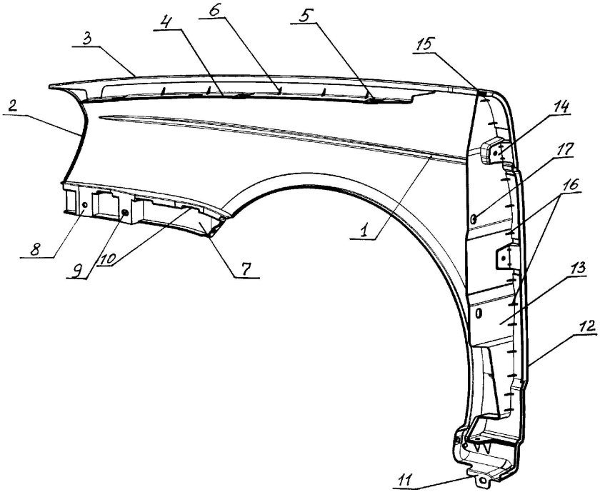 Чертеж переднего крыла ВАЗ 2170