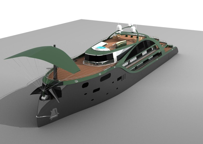 Яхта зеленого цвета