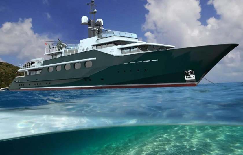 Яхта зеленого цвета