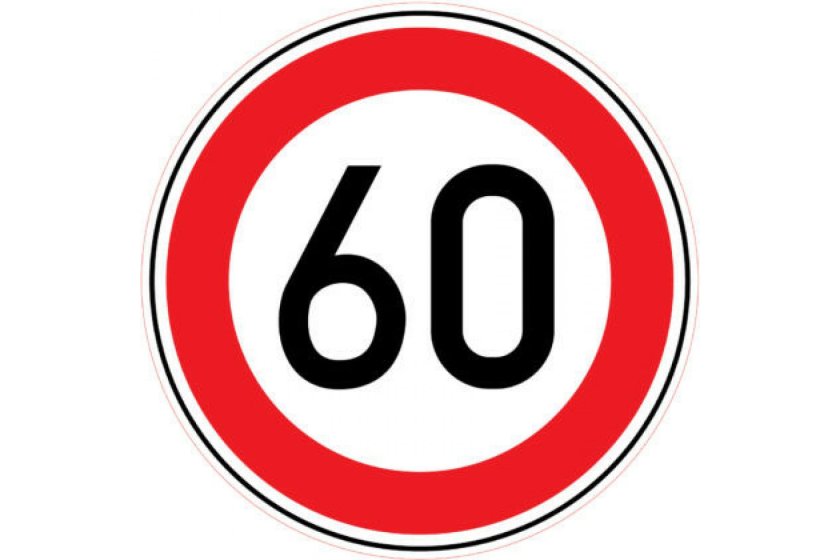 Знак ограничения скорости на автомобиле