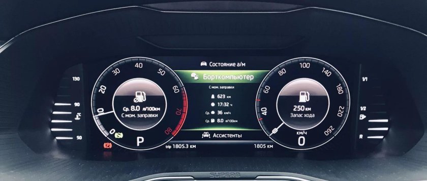 Цифровая приборная панель Шкода Суперб 2