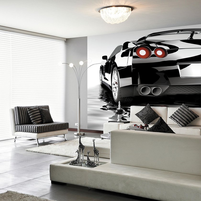 Фотообои машины в интерьере