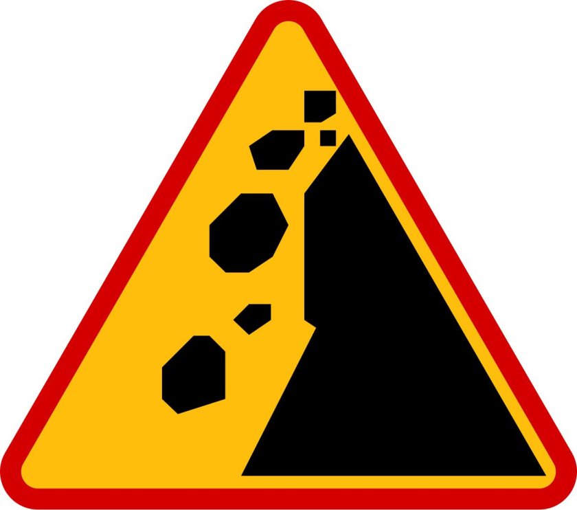 Дорожный знак камнепад