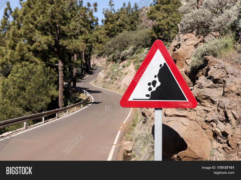 Знак 1.28 падение камней