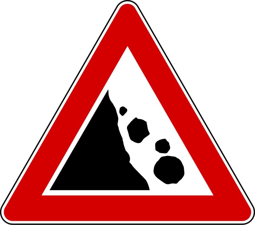 Знак камнепад ПДД