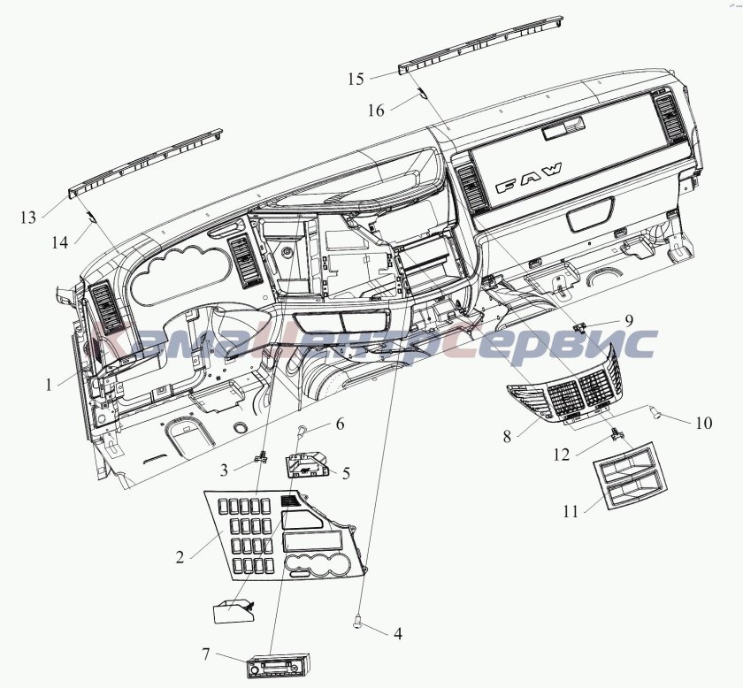 Панель кабины левая FAW ca3250