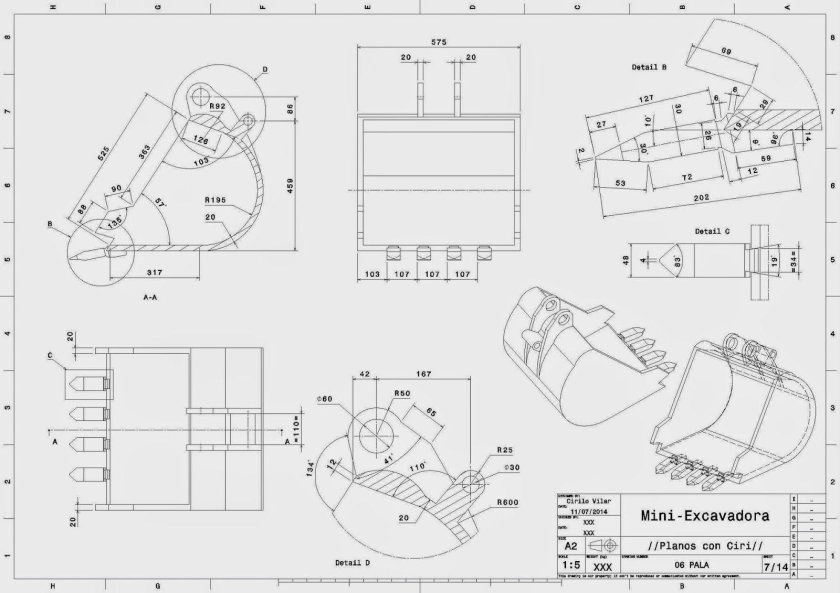 Ковш экскаватора чертеж