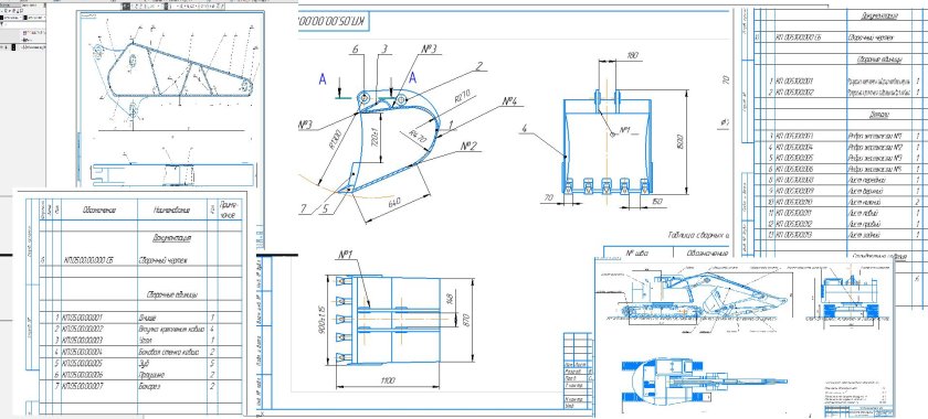 Чертеж ковша экскаватора для МТЗ-82