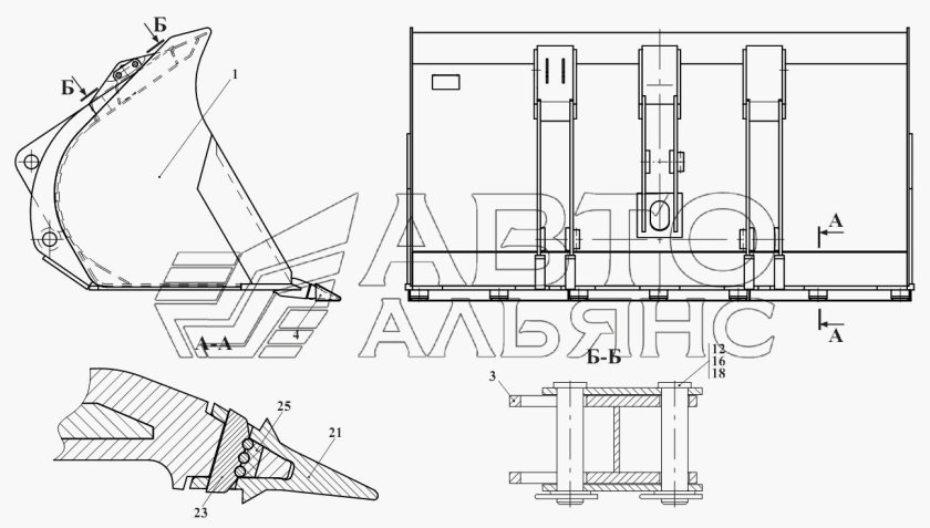 Зуб 351.21.00.001 под болты для Амкодор 352
