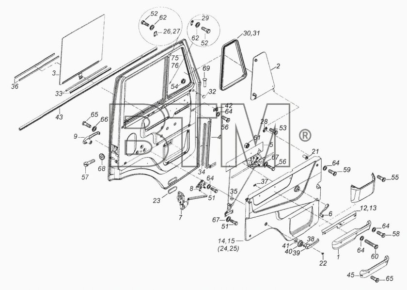 Стекло двери КАМАЗ 6520