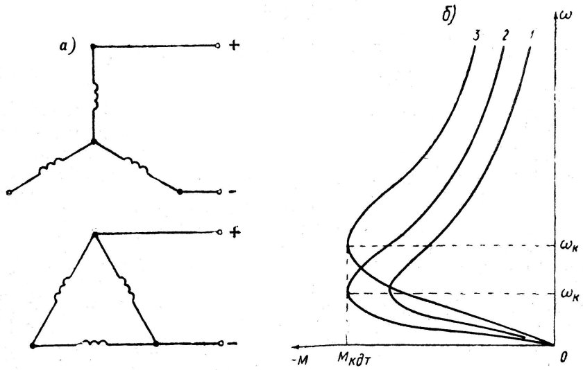 Схема динамического торможения асинхронного двигателя
