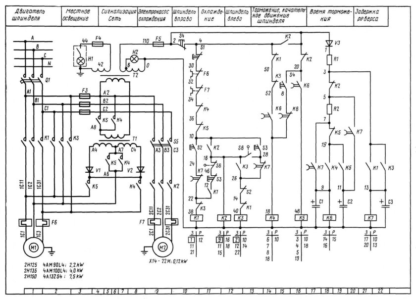 Сверлильный станок 2н135 схема электрическая