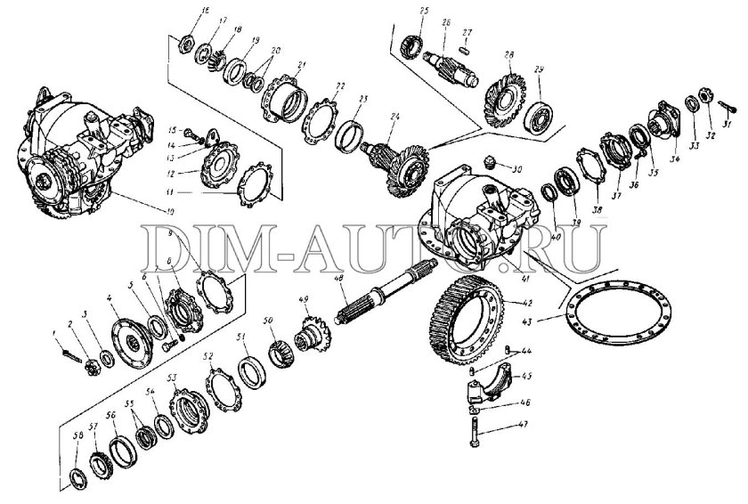 Редуктор среднего моста КАМАЗ 4310 схема