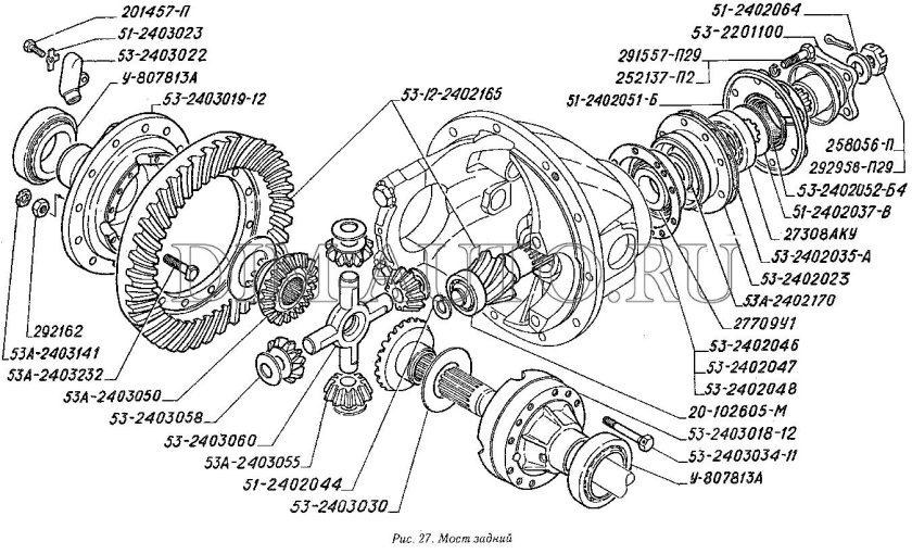 Редуктор заднего моста ГАЗ 3309 схема
