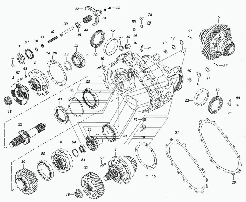 Схема редуктора КАМАЗ 6520 средний мост