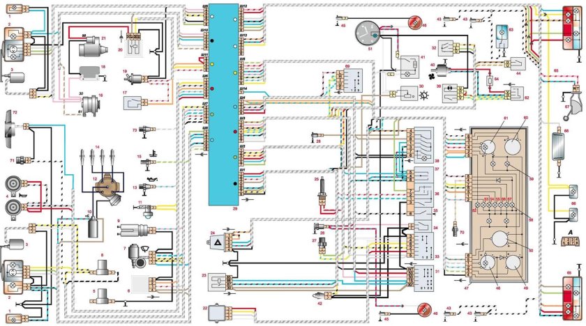 Схема электрооборудования ВАЗ 2107 инжектор