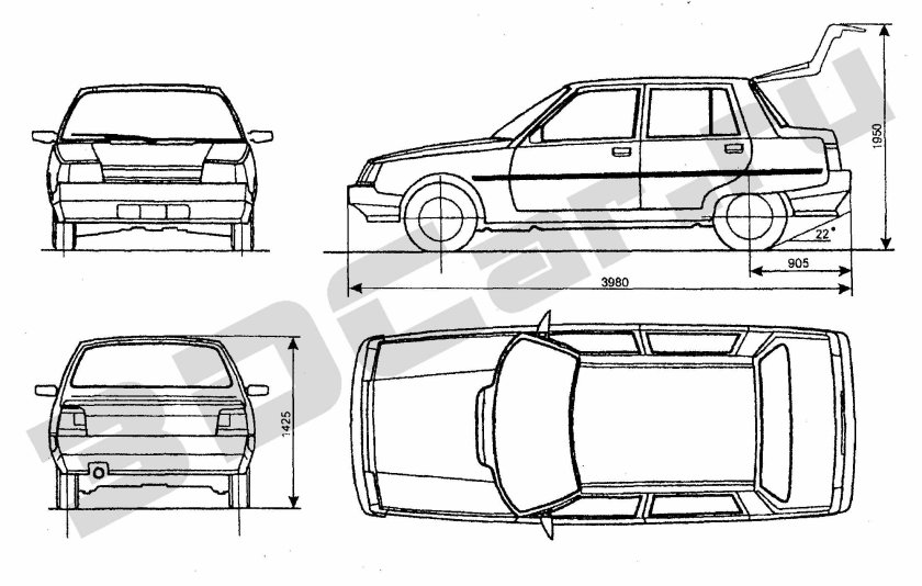 ЗАЗ Таврия 1103 чертёж