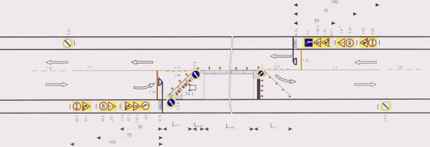 Схема организации движения и ограждения места производства работ