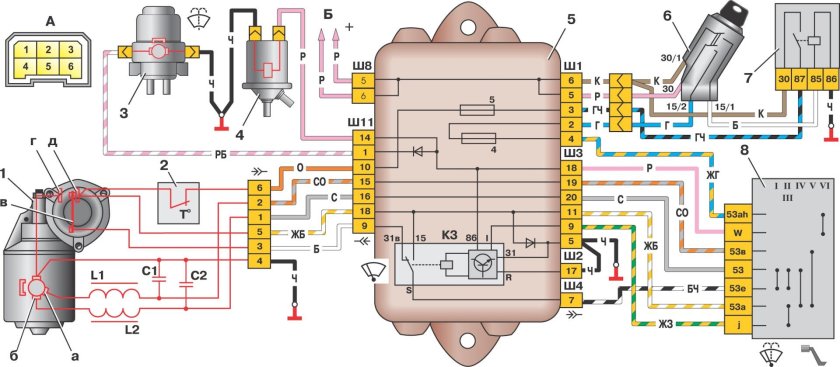 Схема подключения стеклоочистителя ВАЗ 2109