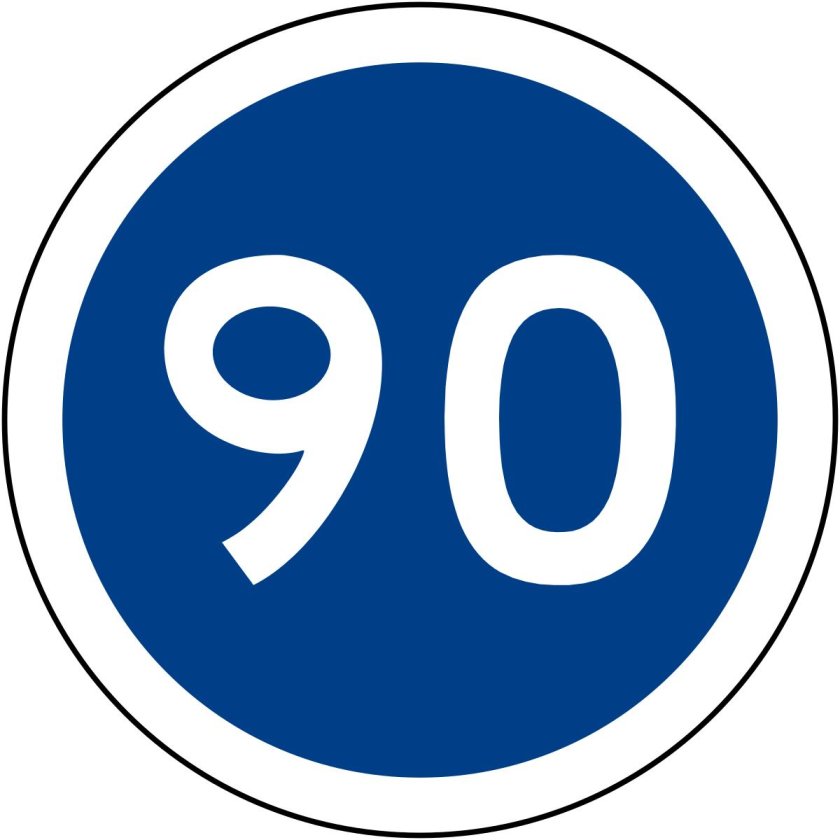 Ограничение минимальной скорости дорожный знак