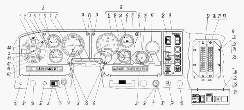 Панель приборов и управление Урал 4320