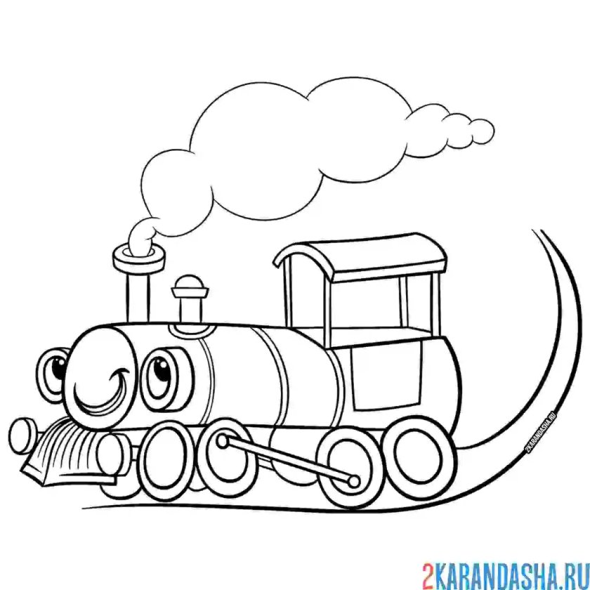 Паровоз раскраска для детей