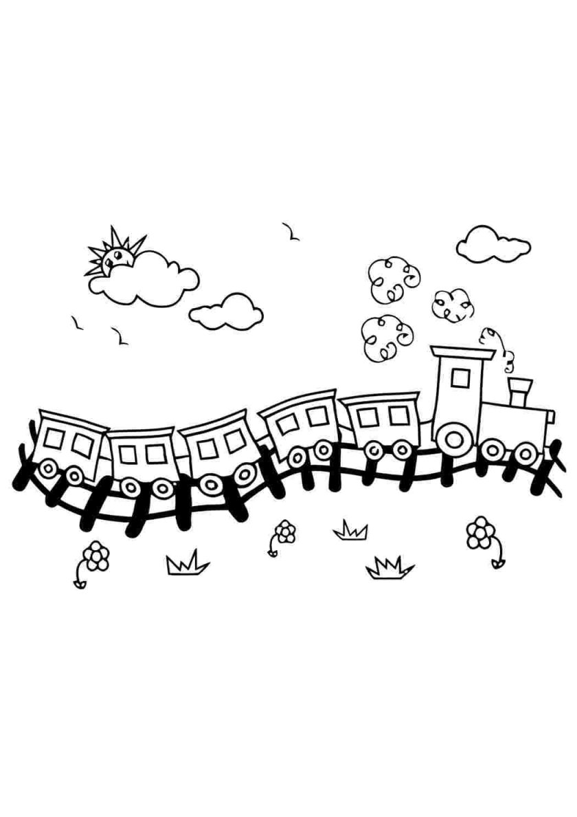 Паровозик раскраска для детей