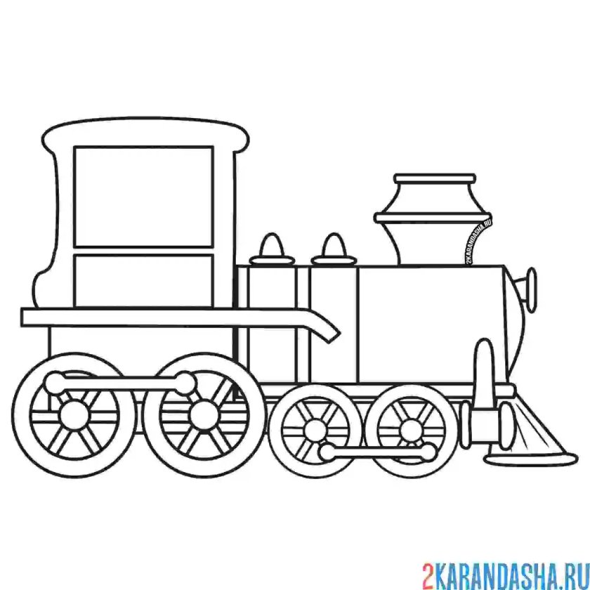 Паровоз раскраска для детей