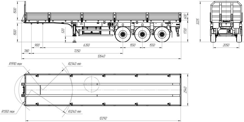 Полуприцеп УЗСТ 9174 габариты