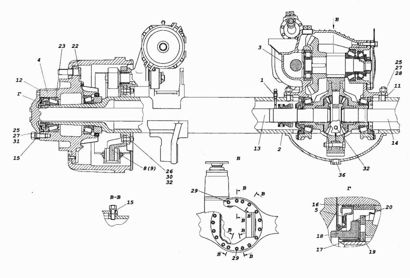 КАМАЗ 65115 ступица заднего моста схема
