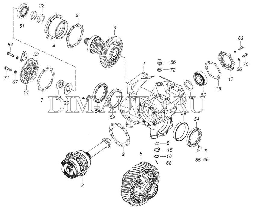 Редуктор среднего моста КАМАЗ 43118 схема
