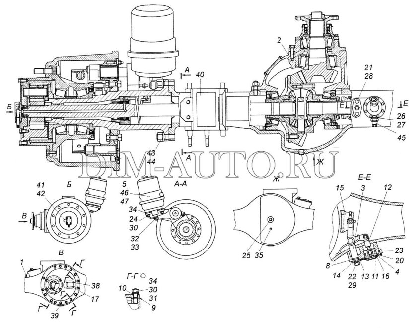 Задний мост КАМАЗА 6520 чертёж