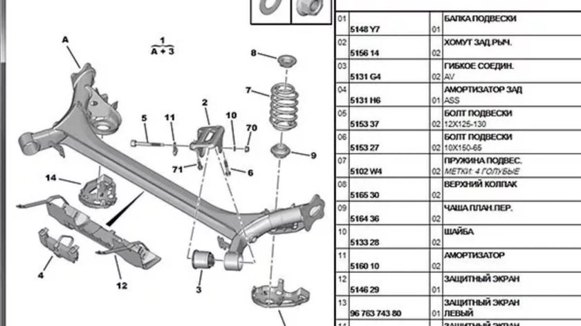 Задний амортизатор Ситроен с4 схема