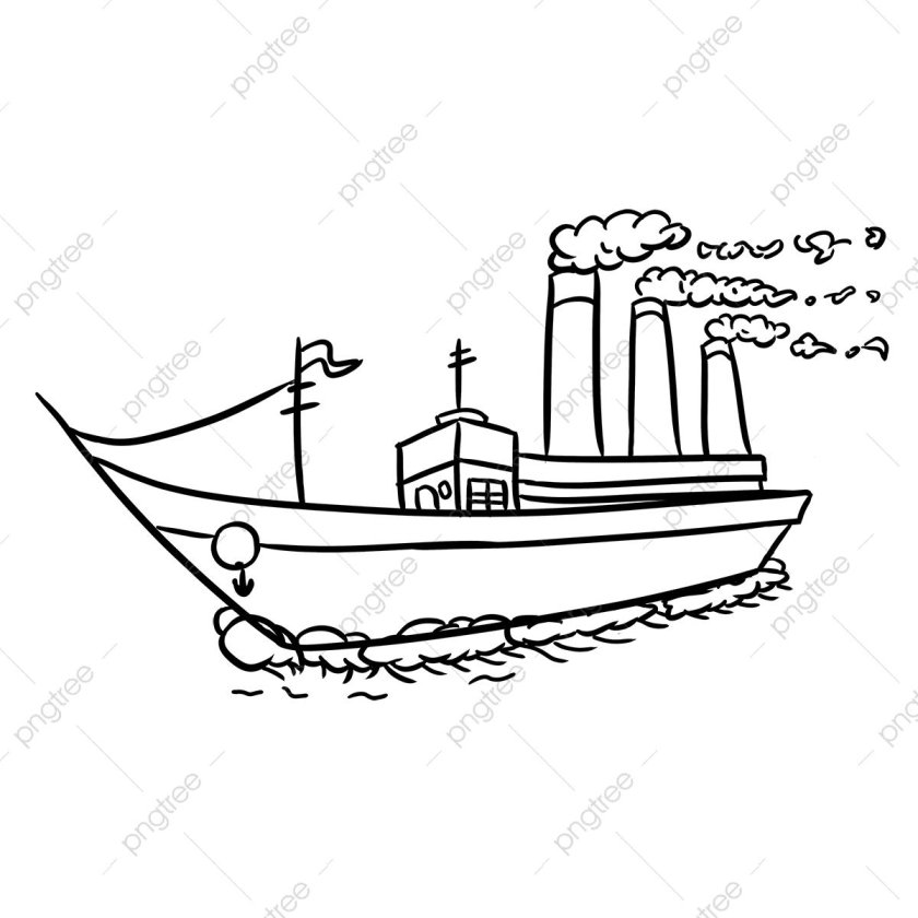 Корабль черно белый рисунок