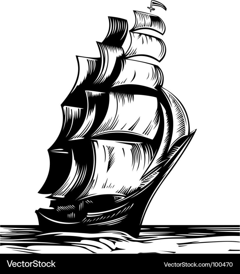 Силуэт парусного корабля