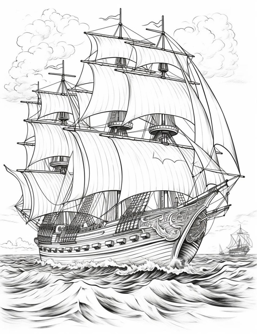 Корабли. Раскраска