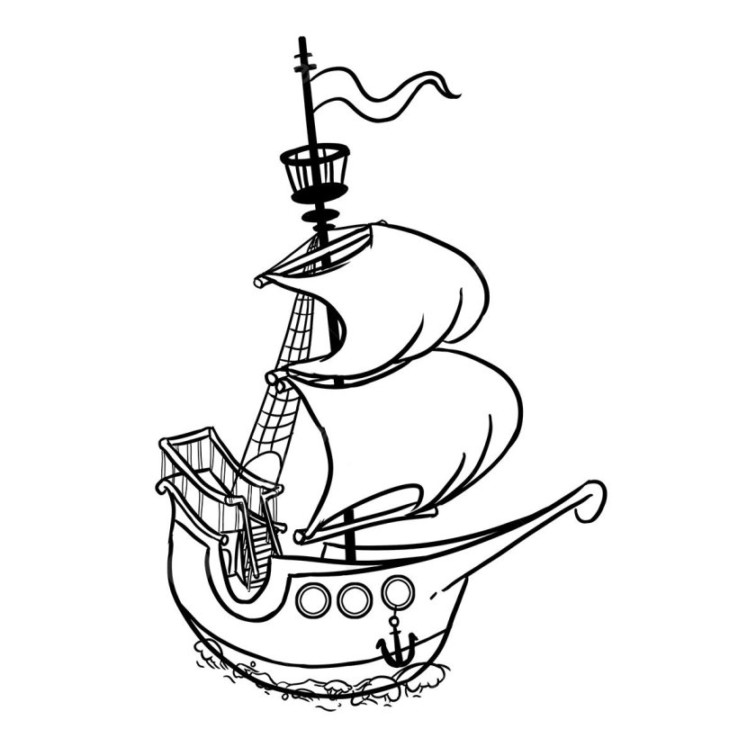 Рисунок кораблика с парусами