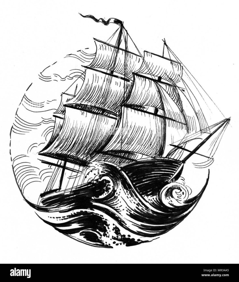 Эскиз парусного корабля
