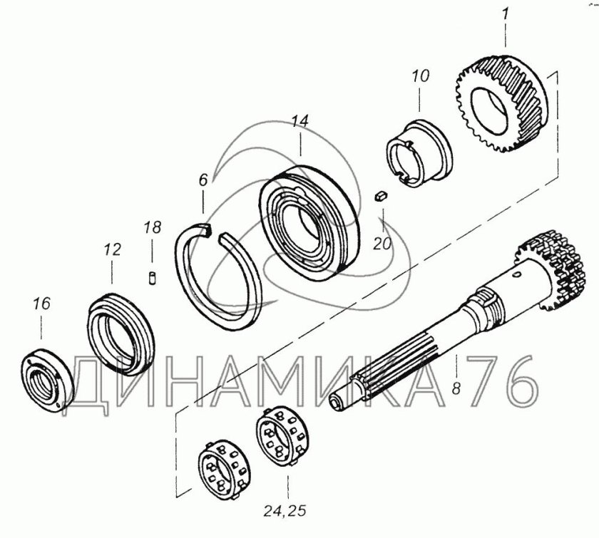 Гайка первичного вала КПП КАМАЗ 5320
