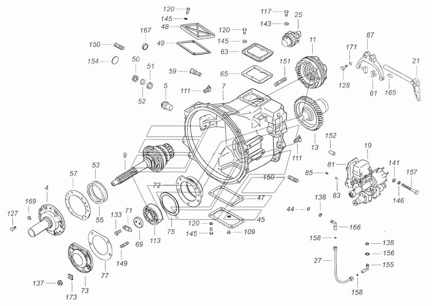 Схема КПП 154 КАМАЗ С делителем