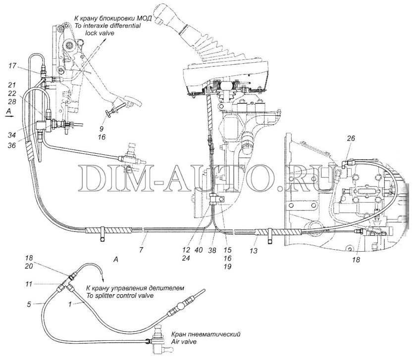 Схема воздуха делителя КАМАЗ 5320