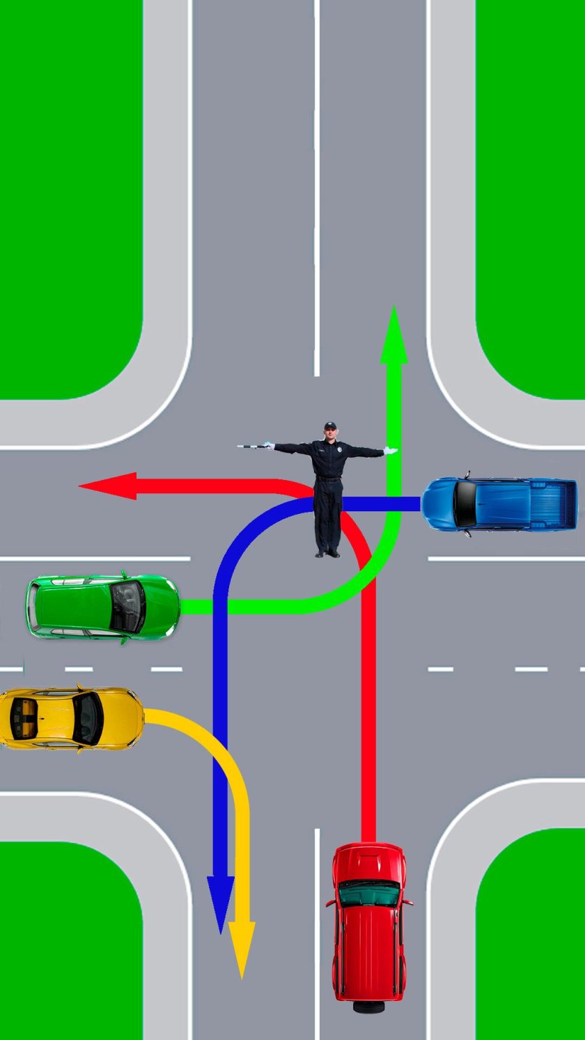 Регулировщик на перекрестке