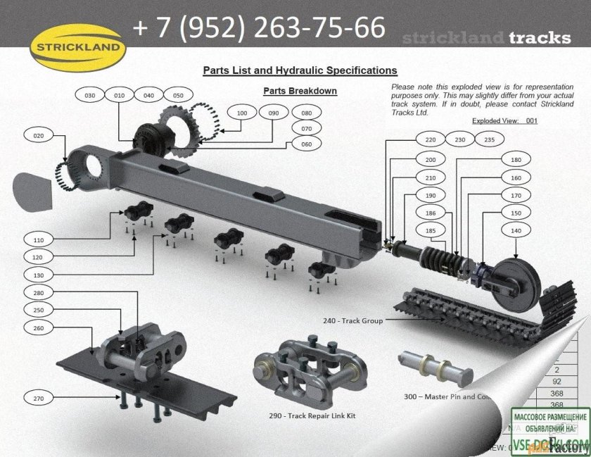 Запчасти Strickland tracks для ходовых систем