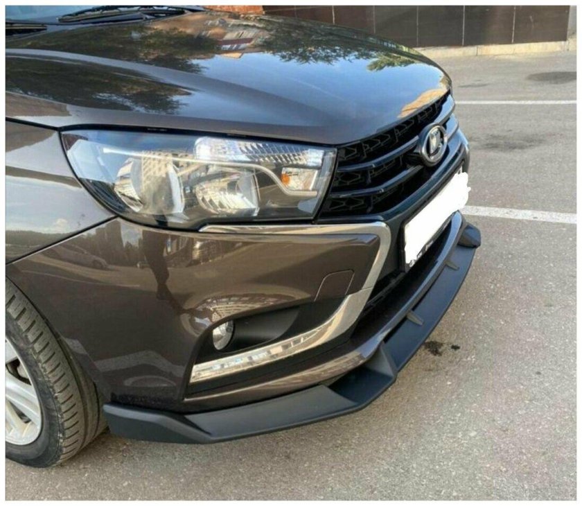 Сплиттер юбка переднего бампера на Лада Веста