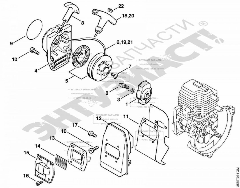 Схема стартера мотокосы