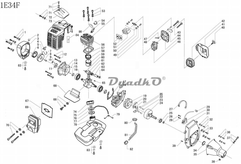 Схема двигателя бензокосы