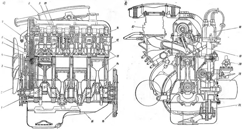 Двигатель ВАЗ 2121 чертеж