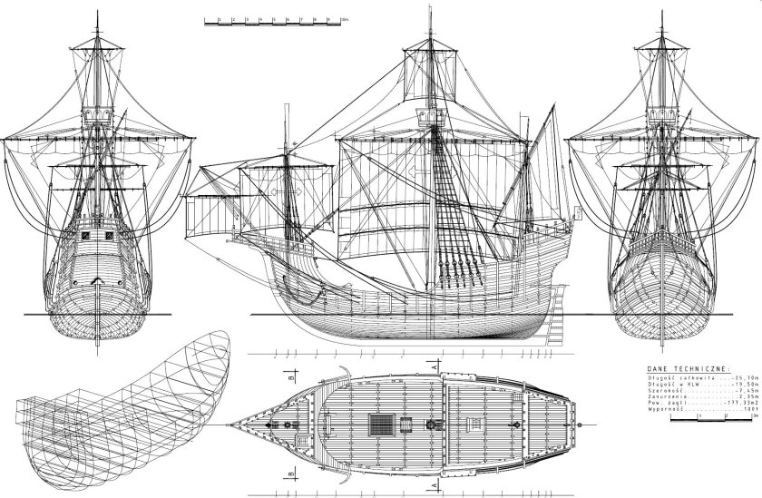 Каракка Санта Мария чертежи